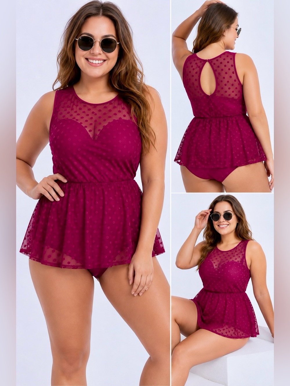 Torrid Burgundy Polka Dot One Piece Swimsuit